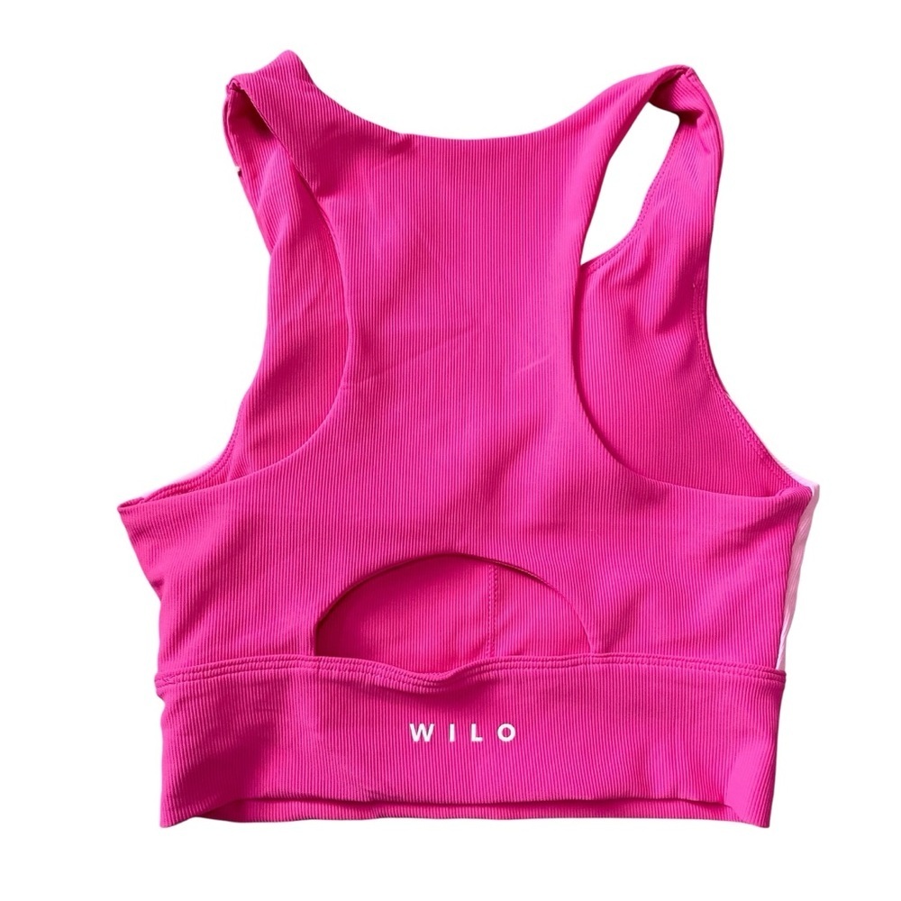 Wilo Pink Colorblock Ribbed Crop Tank Top - Picture 3 of 4